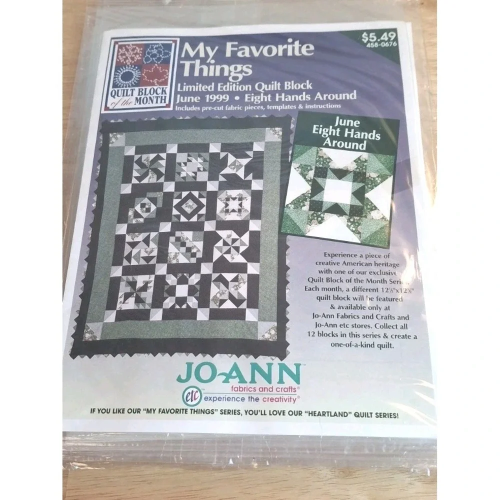 JoAnn My Favorite Things Lot Of Ten 1999 Limited Edition Quilt Block Mar-Dec New